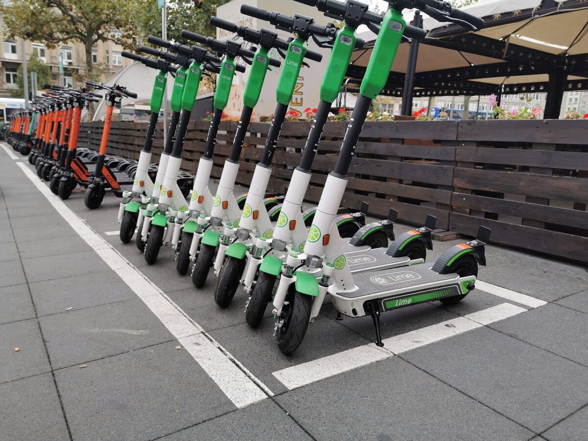 Picture of a row of escooters for hire