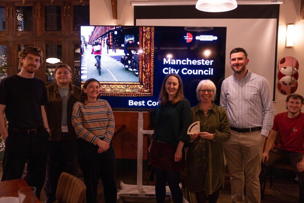 Staff from Manchester City COuncil being presented with Best Completed Scheme award